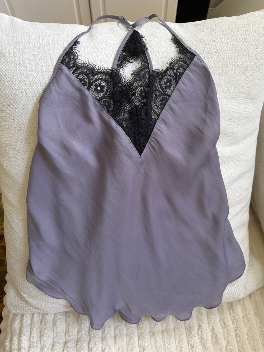 Free People Intimately Silver Mauve Lace Trim Camisole Tank Top Size XS NWT